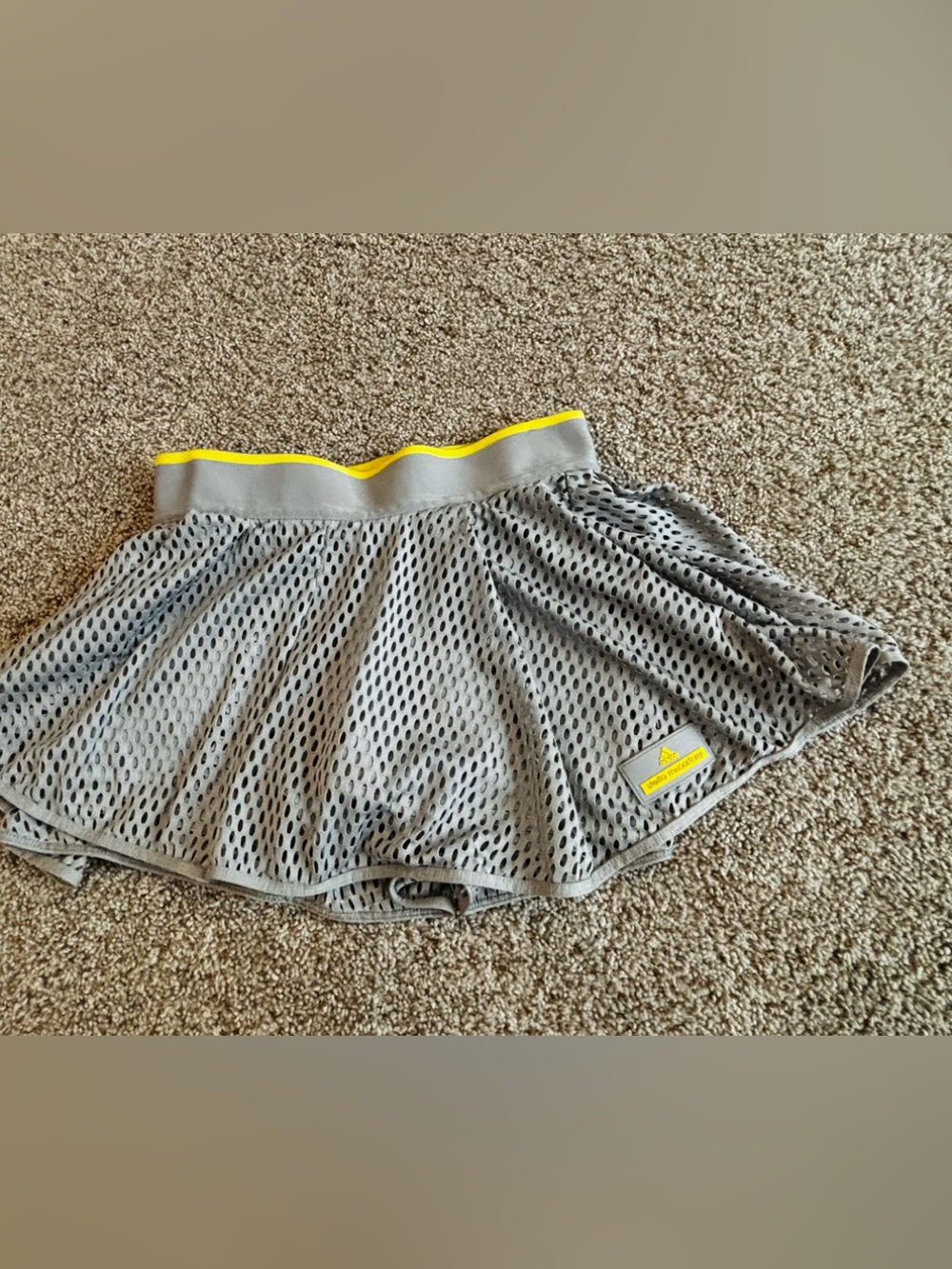 Adidas by Stella McCartney Gray Mesh Skort with Yellow Trim
